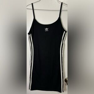 Adidas Original Womens Spaghetti Strap Black Dress with 3-White Lines Size Small